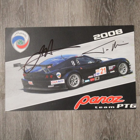 2008 Panoz Esperante GTLM GT2 Team PTG Signed Card Tommy Milner Joey Hand - Picture 1 of 4